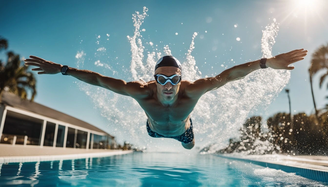 swimming gold flying swimmer symbolizing the goal to become a professional swimmer