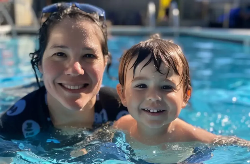 swimmR - We Are Swimming 185 mom and her son doing their at home swim lessons