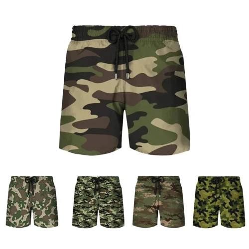 Classic-Military-Camouflage-Print-Short-Pants-For-Men-Fashion-Sportwear-Trunks-Army-Veterans-Beach-Shorts-Casual Mens Camo Swim Trunks