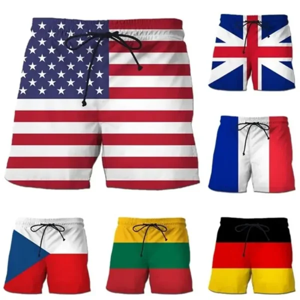 Germany-USA-UK-Flag-Beach-Shorts-Men-3D-Printing-Board-Shorts-Swimsuit-homme-2023-Summer-Hawaii-1 Country Swim Trunks
