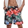 Hawaii-Vacation-Beach-Shorts-For-Men-Casual-Short-Pants-3D-Printed-Flower-Elastic-Bandage-Board-Shorts-2 Tropical Hawaiian Swim Trunks