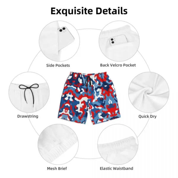 Red White And Blue Swim Trunks