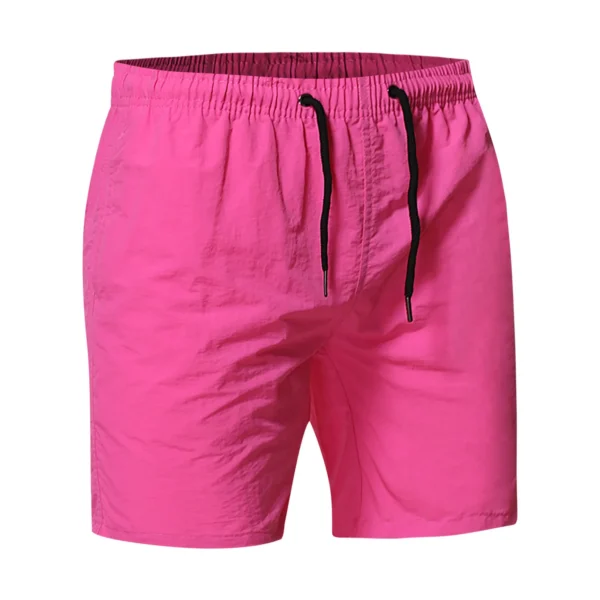 Men-s-Multifunctional-5-Minute-Pants-Solid-Color-Beach-Sports-Fitness-Shorts-Swim-Shorts-for-Men-1 Hot Pink Swim Trunks