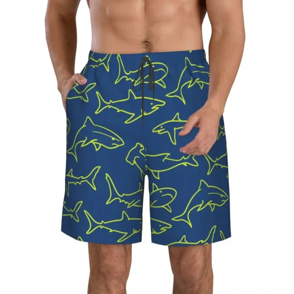 Mens-Swimming-Shorts-Swimwear-Swimming-Sharks-Navy-Print-Men-Trunks-Swimsuit-Beach-Wear-Boardshorts-1 Shark Swim Trunks