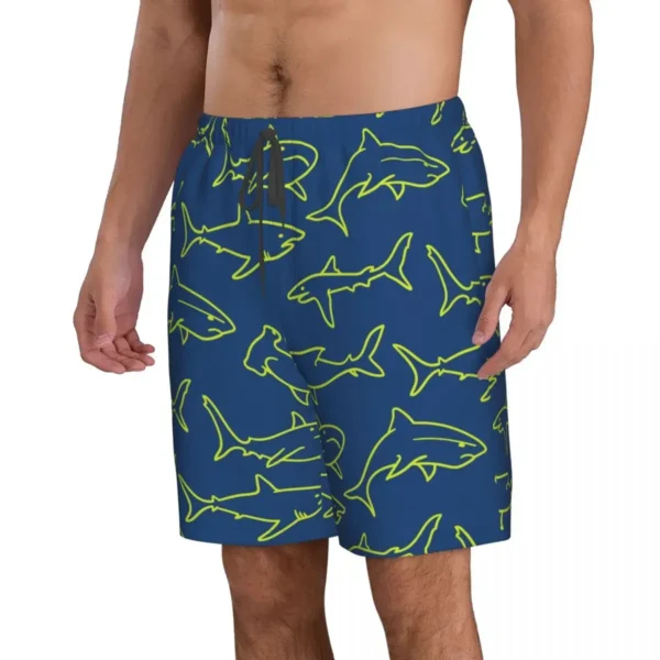 Mens-Swimming-Shorts-Swimwear-Swimming-Sharks-Navy-Print-Men-Trunks-Swimsuit-Beach-Wear-Boardshorts-2 Shark Swim Trunks