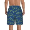 Mens-Swimming-Shorts-Swimwear-Swimming-Sharks-Navy-Print-Men-Trunks-Swimsuit-Beach-Wear-Boardshorts-3 Shark Swim Trunks
