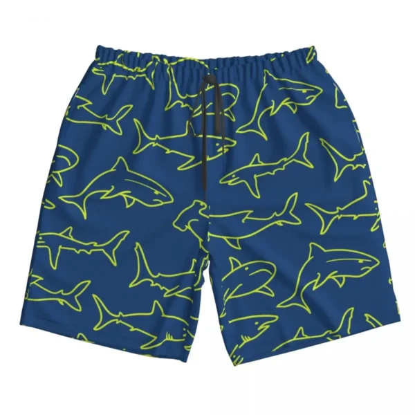 Mens-Swimming-Shorts-Swimwear-Swimming-Sharks-Navy-Print-Men-Trunks-Swimsuit-Beach-Wear-Boardshorts-4 Shark Swim Trunks