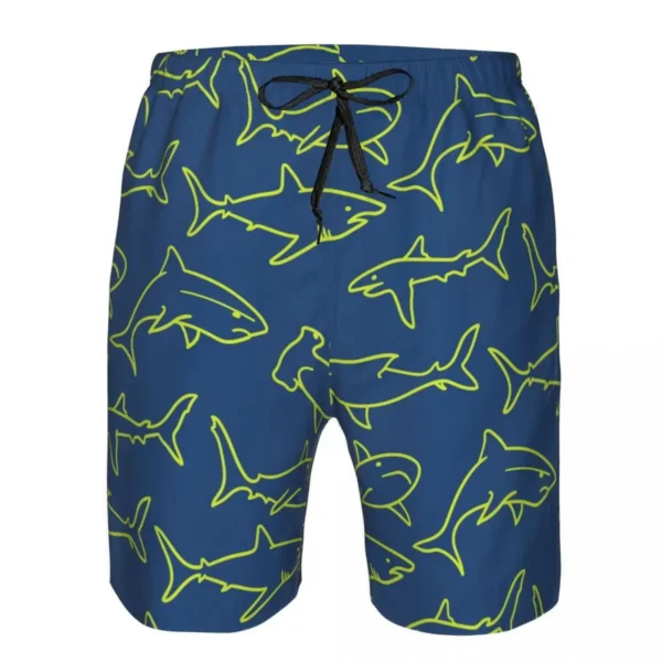 Mens-Swimming-Shorts-Swimwear-Swimming-Sharks-Navy-Print-Men-Trunks-Swimsuit-Beach-Wear-Boardshorts Shark Swim Trunks