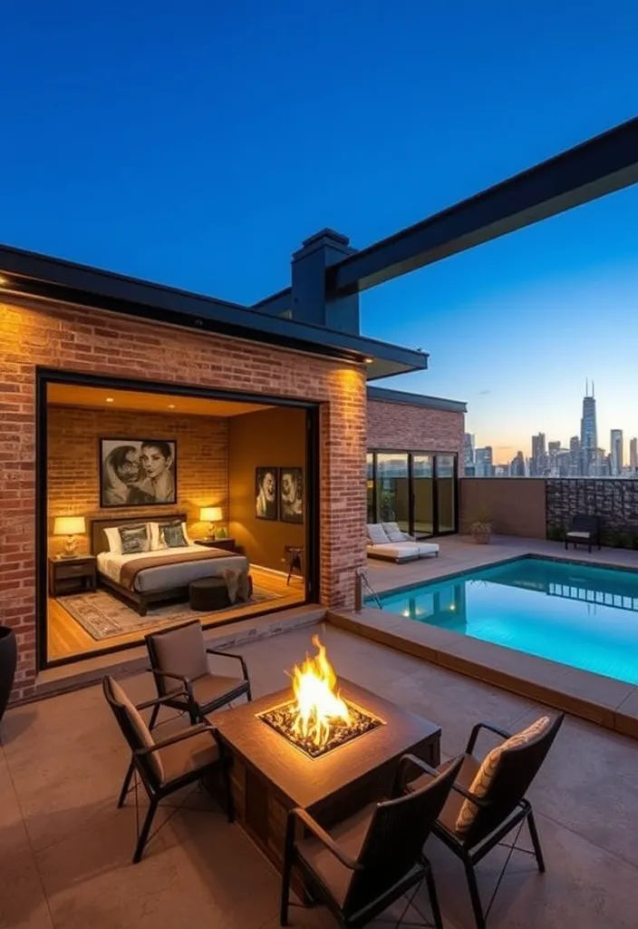 15 Stunning Pool House with Bedroom Ideas That'll Make You Want to Dive Right In! 7 22 Stunning Pool House Designs with Bedrooms That'll Make You Want to Dive Right In! - 6. Industrial Chic