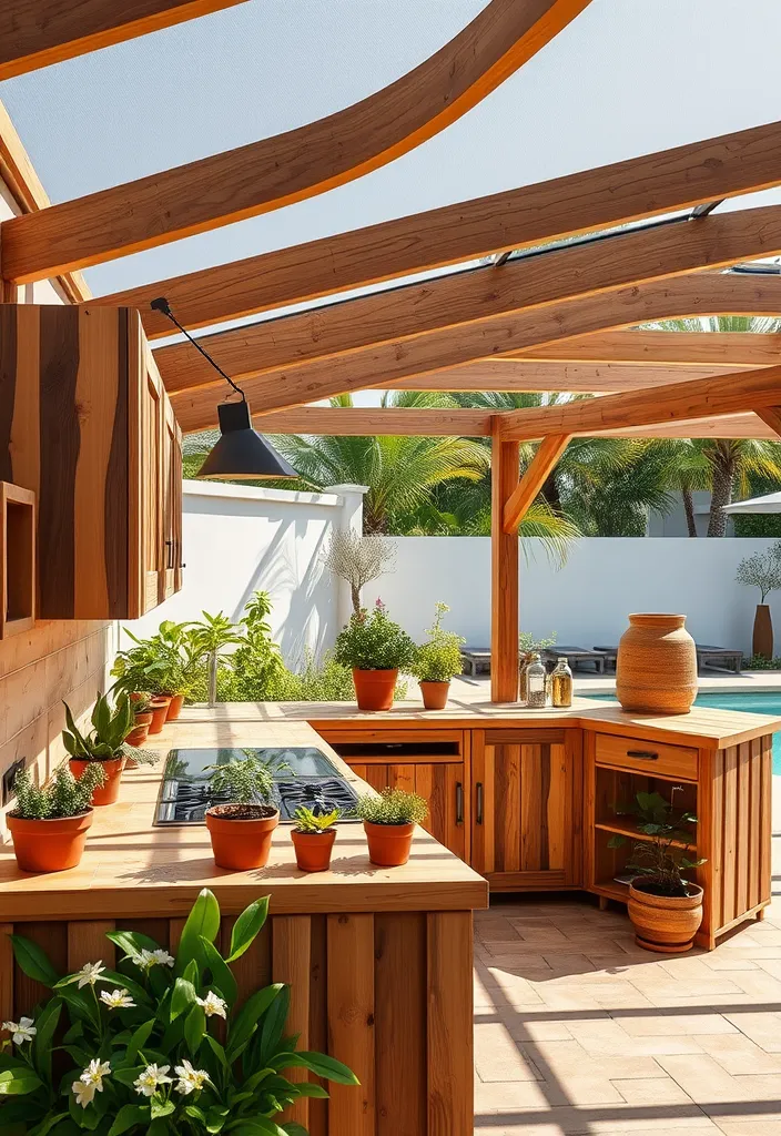 15 Stunning Pool House Kitchen Designs That'll Make You Want to Dive Right In! 7 22 Stunning Pool House Kitchen Designs That'll Make You Want to Dive Right In! - 6. Eco-Friendly Design