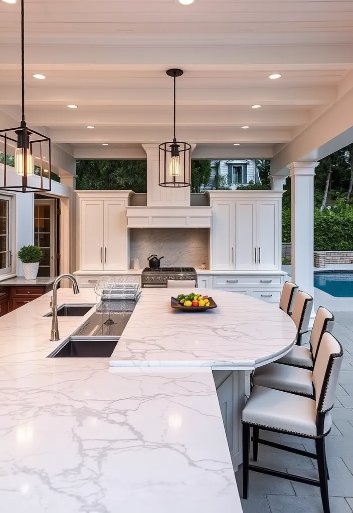 15 Stunning Pool House Kitchen Designs That'll Make You Want to Dive Right In! 8 22 Stunning Pool House Kitchen Designs That'll Make You Want to Dive Right In! - 7. Elegant Entertaining