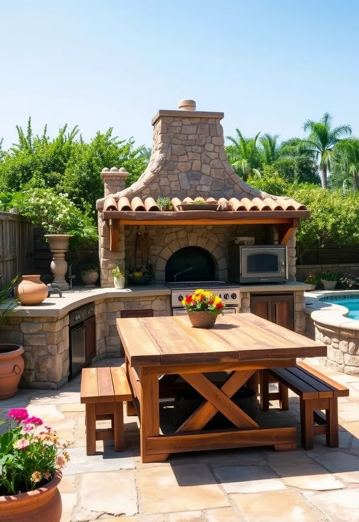 15 Stunning Pool House Kitchen Designs That'll Make You Want to Dive Right In! 3 22 Stunning Pool House Kitchen Designs That'll Make You Want to Dive Right In! - 2. Rustic Charm