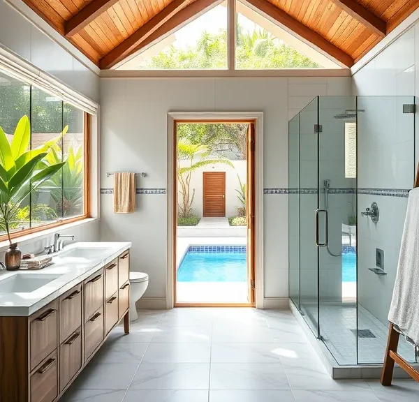 swimmR - We Are Swimming 4 21 Gorgeous Pool House Bathroom Ideas You’ll Want to Dive Into!