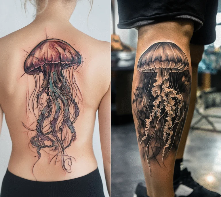 20+ Jellyfish Tattoo Ideas - Everyone Should Have One! 214 jellyfish tattos featured image