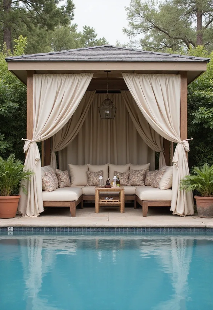 15 Luxurious Backyard Pool Decor Ideas to Transform Your Space into a Paradise! - 4. Chic Poolside Cabana