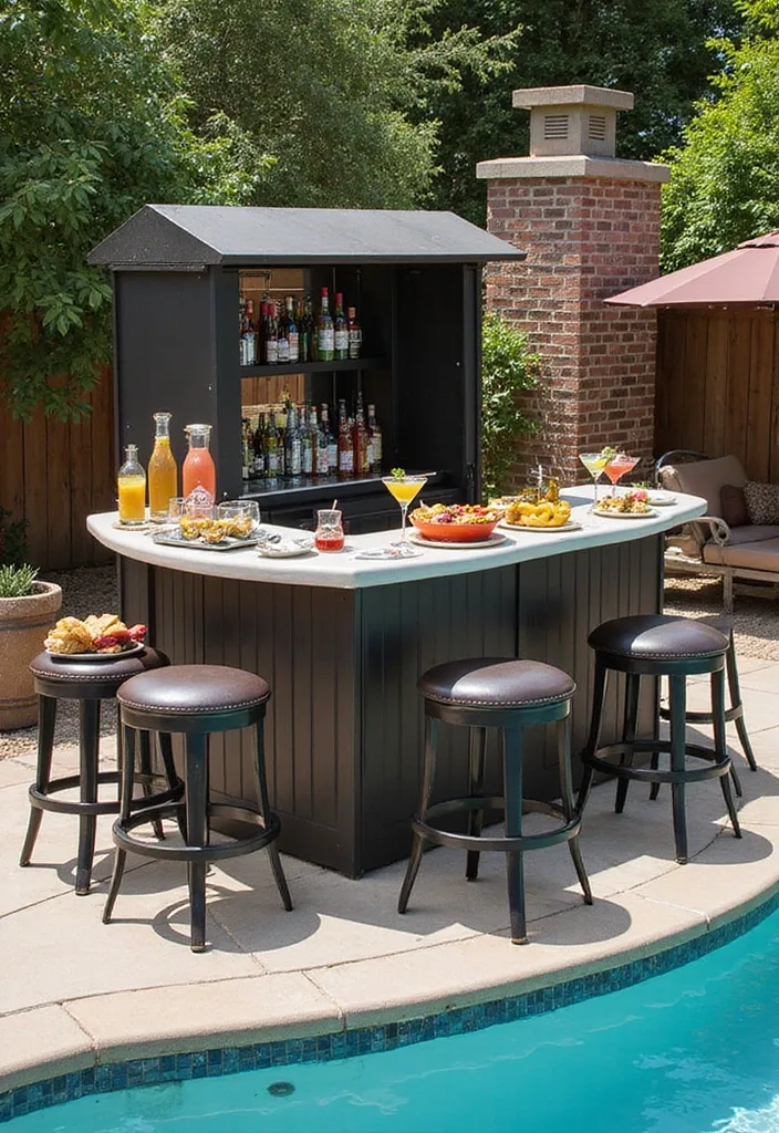 15 Luxurious Backyard Pool Decor Ideas to Transform Your Space into a Paradise! - 6. Stylish Poolside Bar