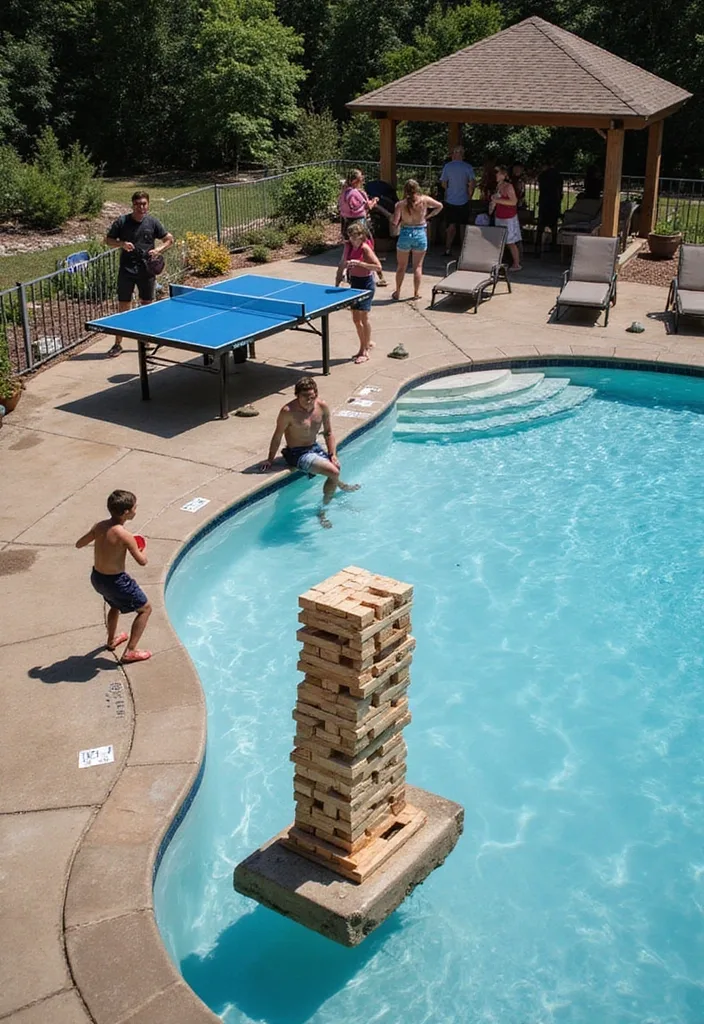 15 Luxurious Backyard Pool Decor Ideas to Transform Your Space into a Paradise! - 14. Poolside Games and Entertainment