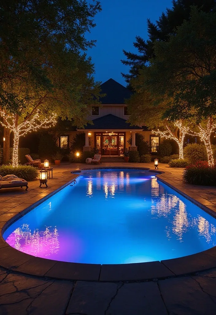 15 Luxurious Backyard Pool Decor Ideas to Transform Your Space into a Paradise! - 3. Soft Ambient Lighting