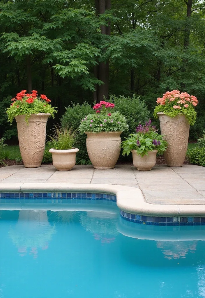 15 Luxurious Backyard Pool Decor Ideas to Transform Your Space into a Paradise! - 10. Decorative Planters