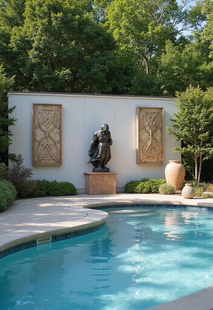 15 Luxurious Backyard Pool Decor Ideas to Transform Your Space into a Paradise! - 11. Elegant Poolside Artwork