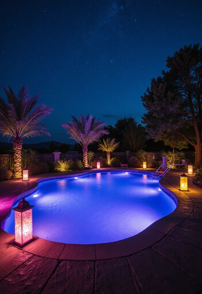 25 Luxurious Backyard Pool Designs You Have to See to Believe! - 11. Nighttime Illumination
