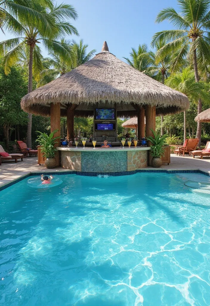 15 Stunning Backyard Pool Ideas That'll Transform Your Summer Paradise (You Won't Believe #8!) - 6. Pool with a Swim-Up Bar