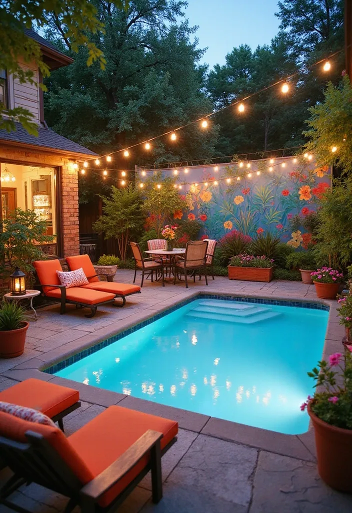 25 Stunning Backyard Pool Landscaping Ideas That Will Make You Want to Dive Right In! - 7. Colorful Fiesta