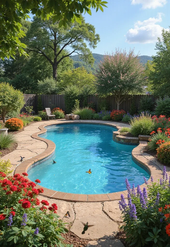 25 Stunning Backyard Pool Landscaping Ideas That Will Make You Want to Dive Right In! - 14. Seasonal Blooms