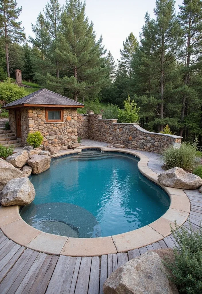 25 Stunning Backyard Pool Landscaping Ideas That Will Make You Want to Dive Right In! - 3. Rustic Retreat