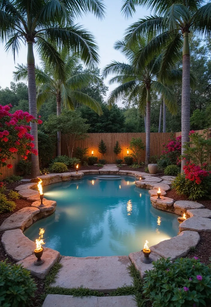 25 Stunning Backyard Pool Landscaping Ideas That Will Make You Want to Dive Right In! - 1. Tropical Paradise