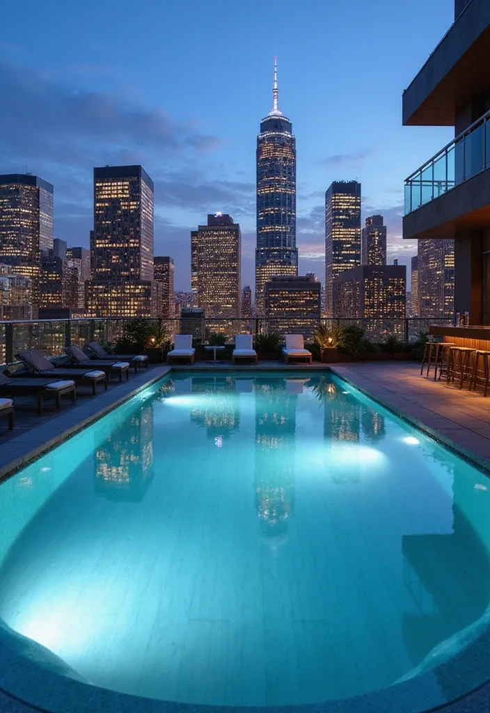 15 Luxurious Glass Pool Ideas for Modern Homes 5 15 Luxurious Glass Pools That Redefine Modern Living (You Won't Believe #9!) - 4. Rooftop Glass Pool