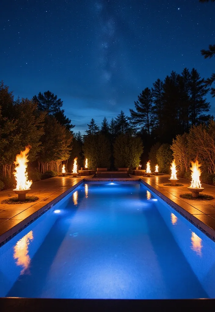 15 Luxurious Glass Pool Ideas for Modern Homes 13 15 Luxurious Glass Pools That Redefine Modern Living (You Won't Believe #9!) - 12. Glass Pool with Fire Features