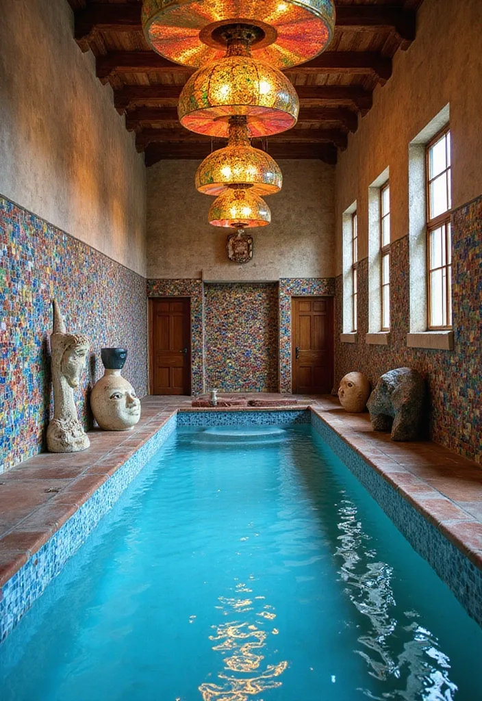15 Indoor Pool Ideas for Home Inspiration 7 15 Jaw-Dropping Indoor Pool Ideas That'll Transform Your Home into an Oasis! - 6. Artistic Flair