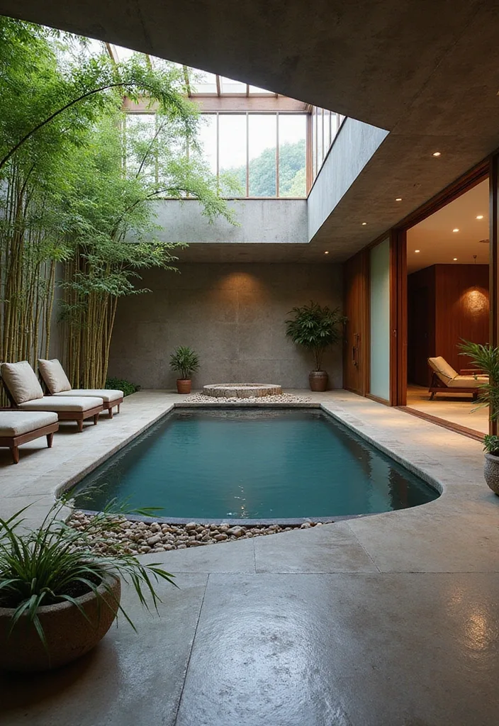 15 Indoor Pool Ideas for Home Inspiration 8 15 Jaw-Dropping Indoor Pool Ideas That'll Transform Your Home into an Oasis! - 7. Modern Zen