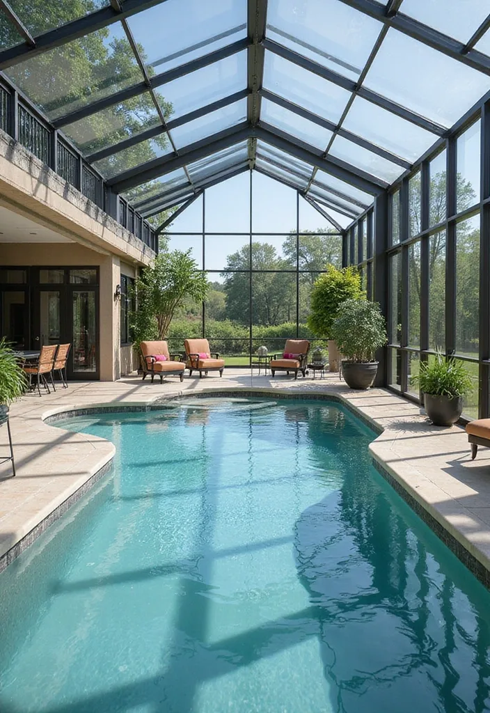 15 Indoor Pool Ideas for Home Inspiration 11 15 Jaw-Dropping Indoor Pool Ideas That'll Transform Your Home into an Oasis! - 10. Elegant Glass Enclosure