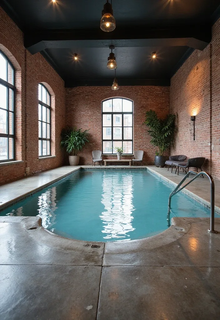15 Indoor Pool Ideas for Home Inspiration 10 15 Jaw-Dropping Indoor Pool Ideas That'll Transform Your Home into an Oasis! - 9. Industrial Chic