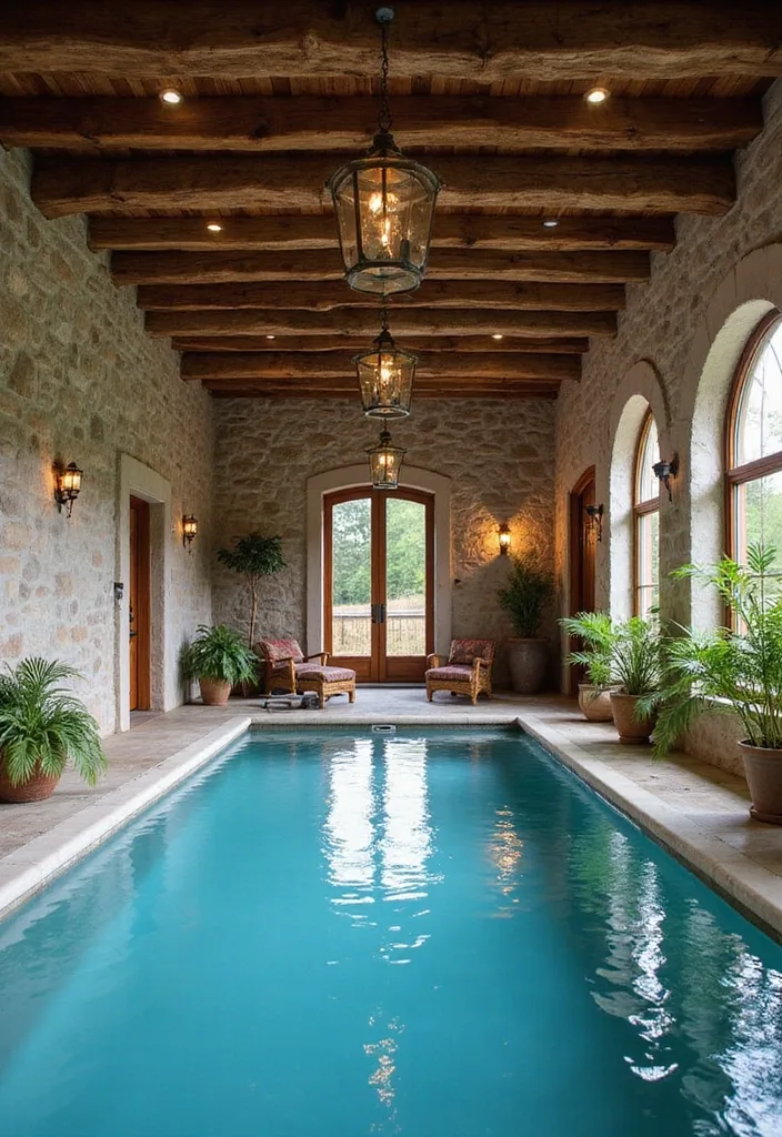 15 Indoor Pool Concepts That'll Elevate Your Home Decor to a Whole New Level! - 2. Rustic Charm Pool