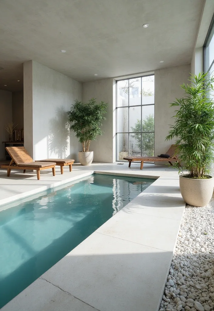15 Indoor Pool Concepts That'll Elevate Your Home Decor to a Whole New Level! - 1. Minimalist Zen Pool
