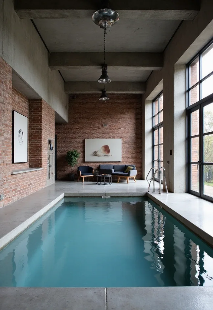 15 Indoor Pool Concepts That'll Elevate Your Home Decor to a Whole New Level! - 8. Industrial Chic Pool