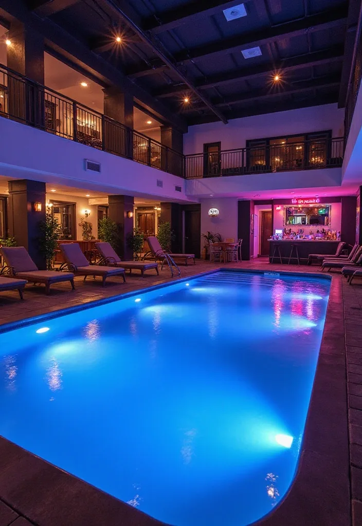 15 Indoor Pool Concepts That'll Elevate Your Home Decor to a Whole New Level! - 13. Nightlife Vibe Pool