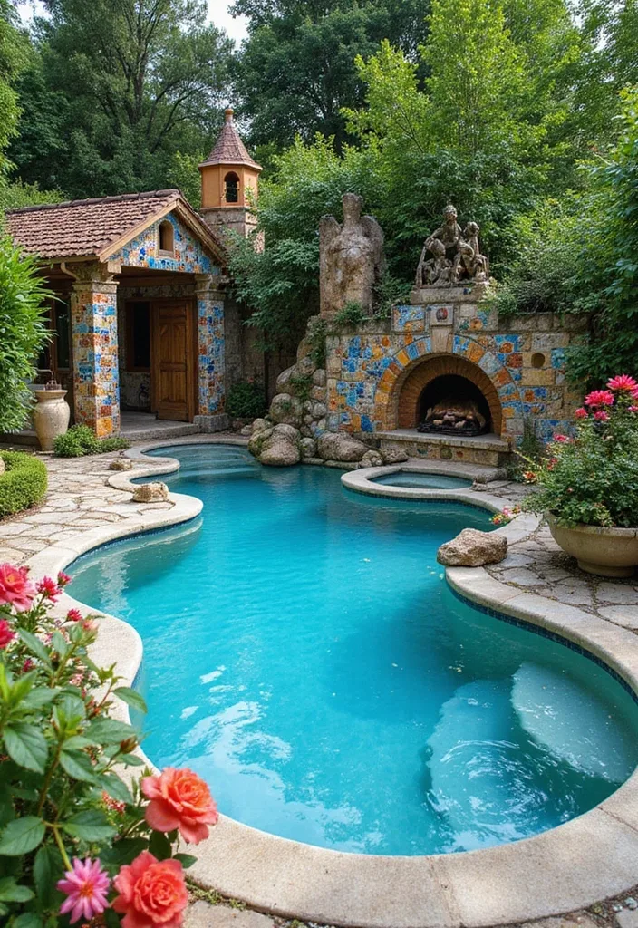 15 Natural Swimming Pool Designs for Backyard Inspiration 14 15 Stunning Natural Swimming Pool Designs That Will Make Your Backyard a Paradise! - 13. The Artistic Pool