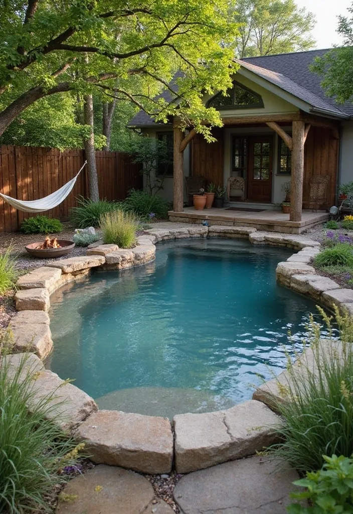 21 Stunning Plunge Pool Ideas for Small Yards 4 21 Stunning Plunge Pools for the Ultimate Relaxation Experience (Wait Until You See #11!) - 3. Rustic Retreat Plunge Pool