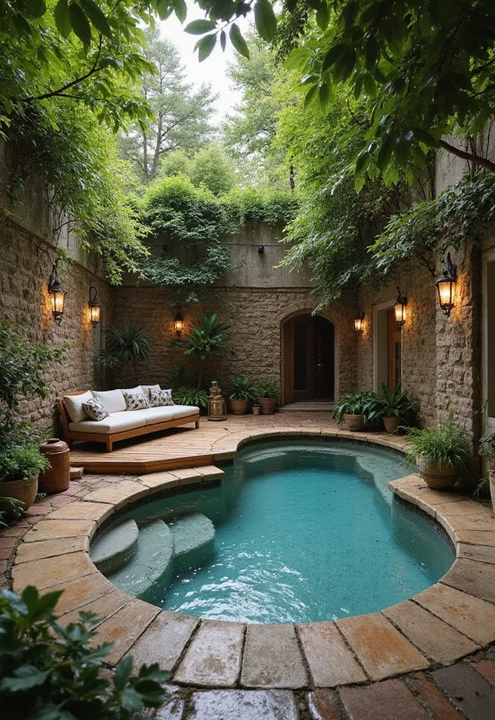 21 Stunning Plunge Pool Ideas for Small Yards 10 21 Stunning Plunge Pools for the Ultimate Relaxation Experience (Wait Until You See #11!) - 9. Cozy Courtyard Plunge Pool
