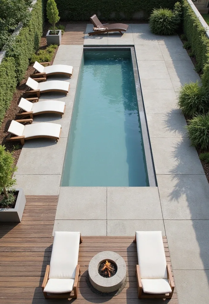 21 Pool Deck Decorating Ideas for a Backyard Refresh 3 21 Stunning Pool Deck Decorating Ideas That Will Make You Want to Dive Right In! - 2. Modern Minimalist Retreat