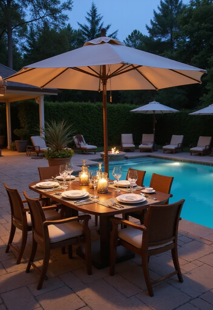 21 Pool Deck Decorating Ideas for a Backyard Refresh 6 21 Stunning Pool Deck Decorating Ideas That Will Make You Want to Dive Right In! - 5. Elegant Poolside Dining