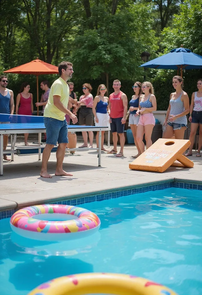 21 Pool Deck Decorating Ideas for a Backyard Refresh 11 21 Stunning Pool Deck Decorating Ideas That Will Make You Want to Dive Right In! - 10. Playful Poolside Games