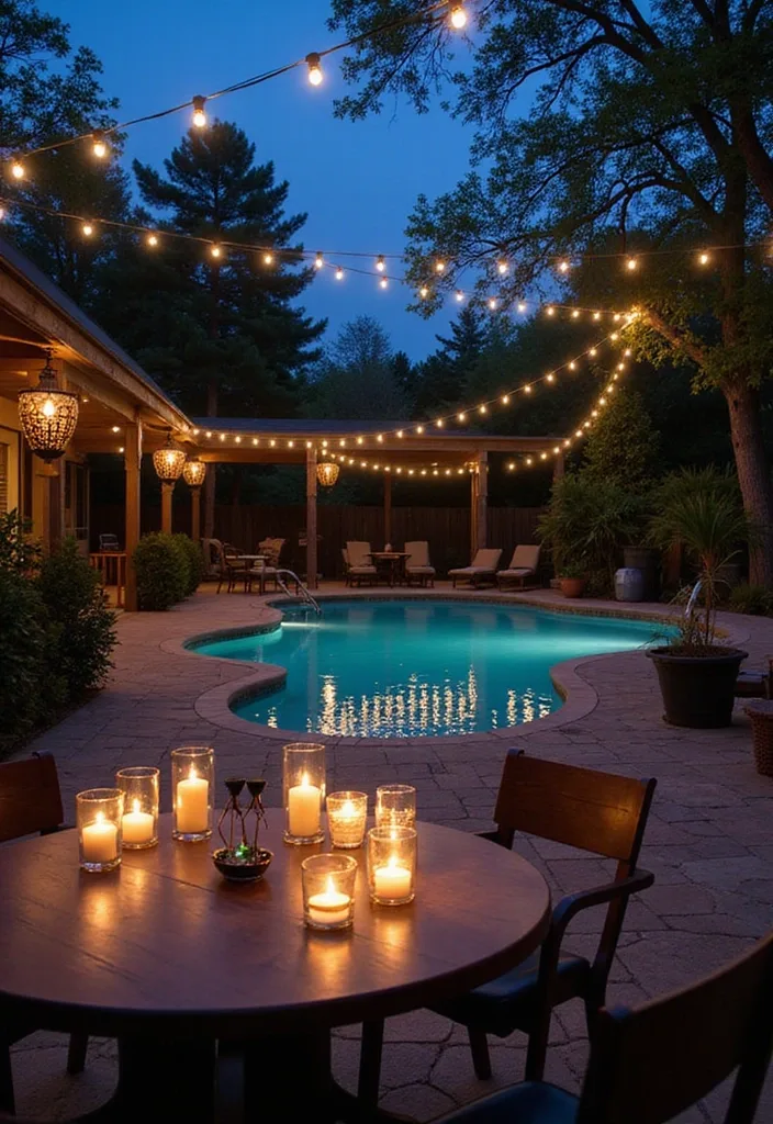 21 Pool Deck Decorating Ideas for a Backyard Refresh 13 21 Stunning Pool Deck Decorating Ideas That Will Make You Want to Dive Right In! - 12. Chic Outdoor Lighting