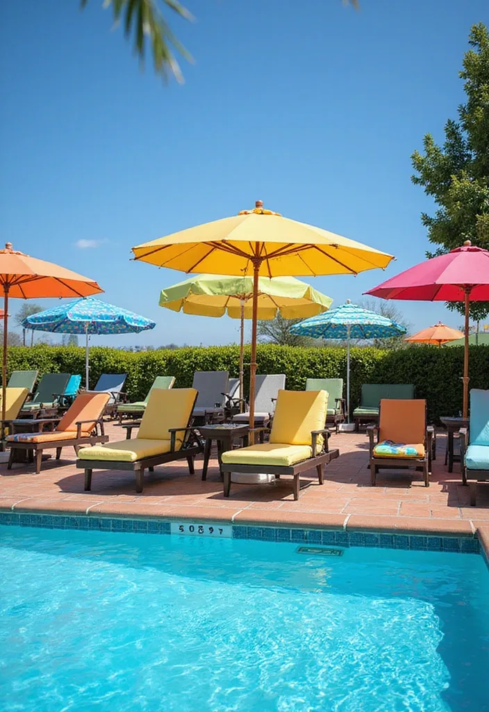 21 Pool Deck Decorating Ideas for a Backyard Refresh 17 21 Stunning Pool Deck Decorating Ideas That Will Make You Want to Dive Right In! - 16. Colorful Poolside Umbrellas
