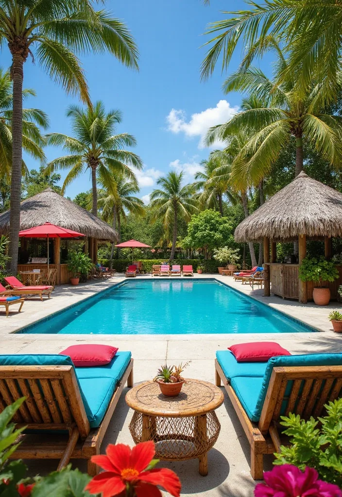 21 Pool Deck Decorating Ideas for a Backyard Refresh 2 21 Stunning Pool Deck Decorating Ideas That Will Make You Want to Dive Right In! - 1. Tropical Paradise Vibe