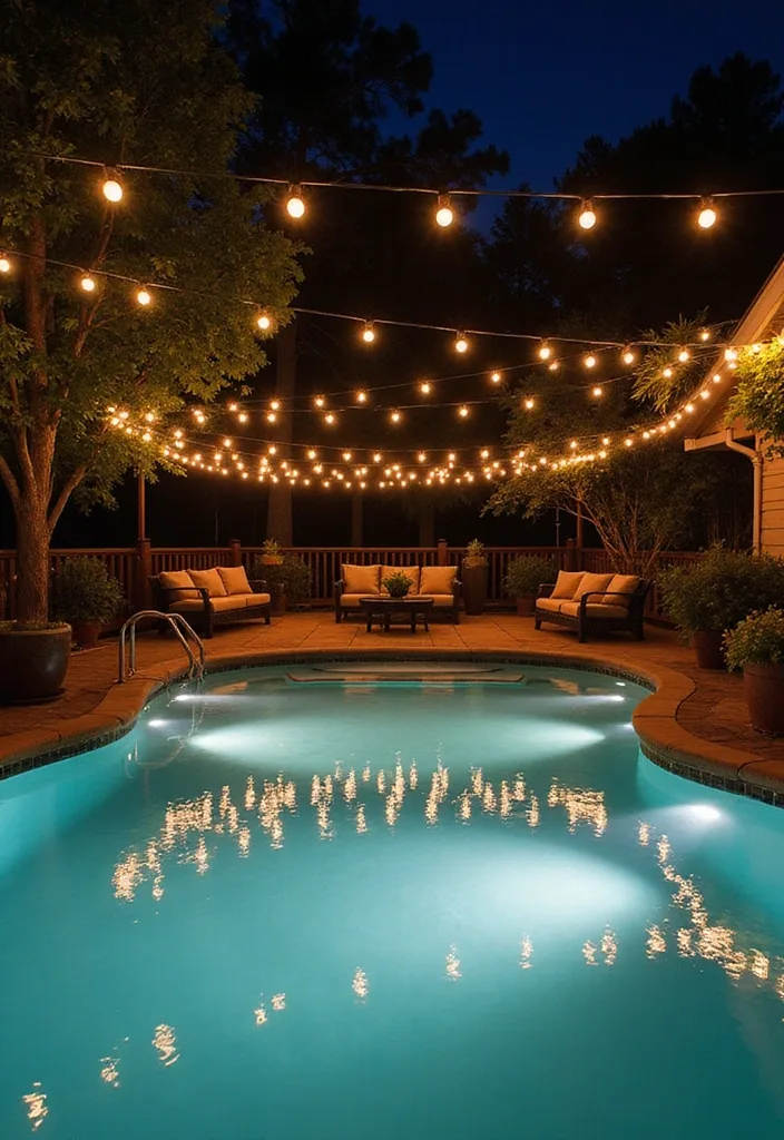15 Stunning Pool Deck Ideas for a Dream Backyard 13 15 Stunning Pool Deck Ideas That'll Turn Your Backyard into a Dream Oasis! - 12. Elegant Lighting Ambiance